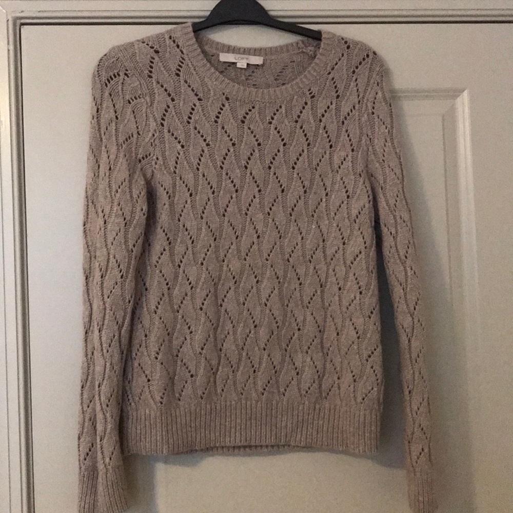 Tan LOFT Cable Knit Sweater